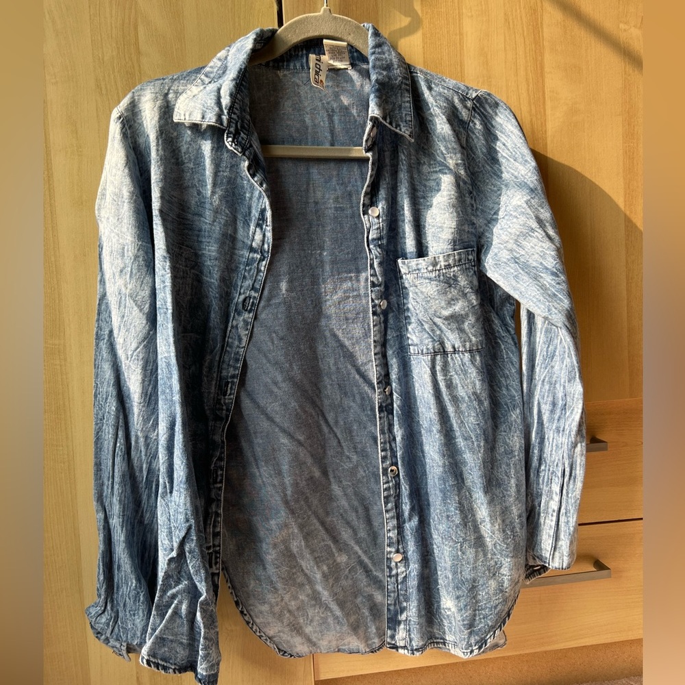 Mimi Chica | Medium Dark Denim Button Up / Down Top